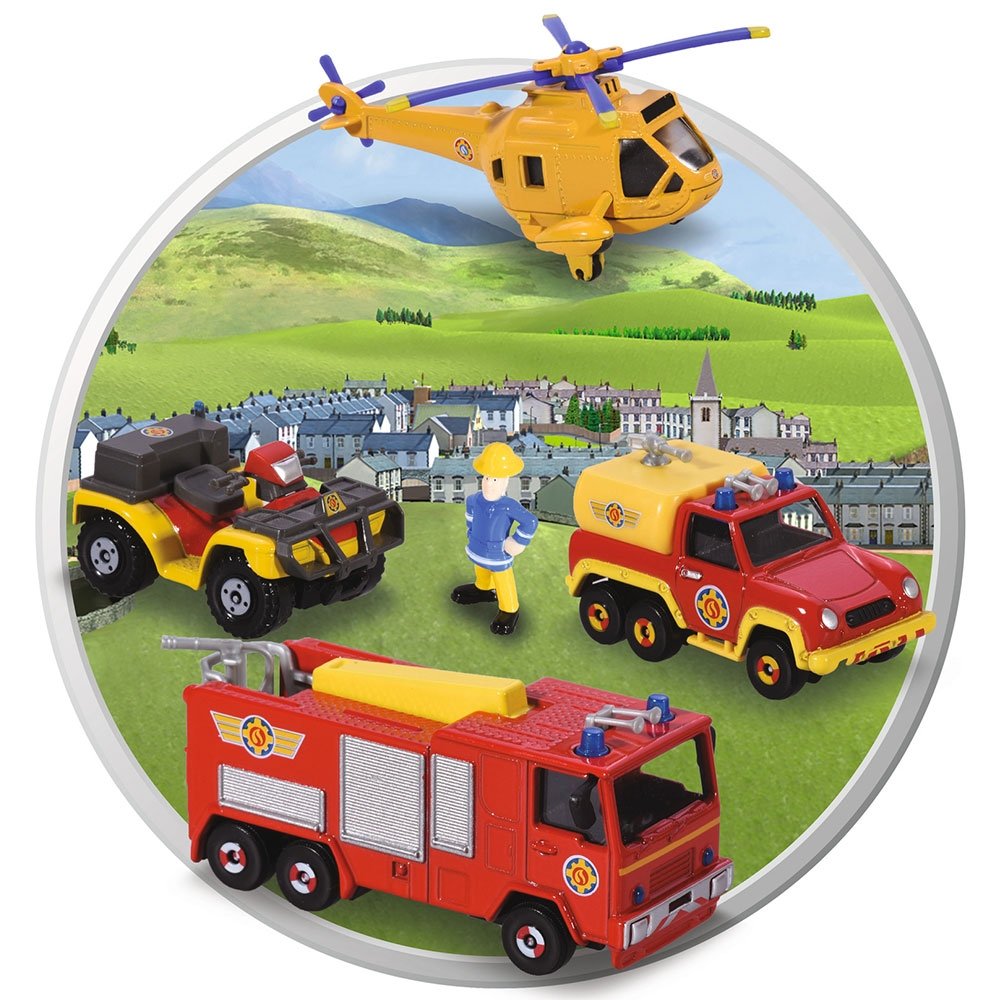 Pista de masini Dickie Toys Fireman Sam Rescue Team Sam Fire cu 3 masinute, 1 elicopter si o figurina 6 Pista de masini Dickie Toys Fireman Sam Rescue Team Sam Fire cu 3 masinute, 1 elicopter si o figurina - Image 5