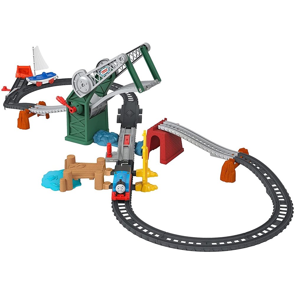 Set Fisher Price by Mattel Thomas and Friends Bridge Lift Thomas and Skiff cu sina, locomotiva motorizata si vagon 3 Set Fisher Price by Mattel Thomas and Friends Bridge Lift Thomas and Skiff cu sina, locomotiva motorizata si vagon - imagine 2