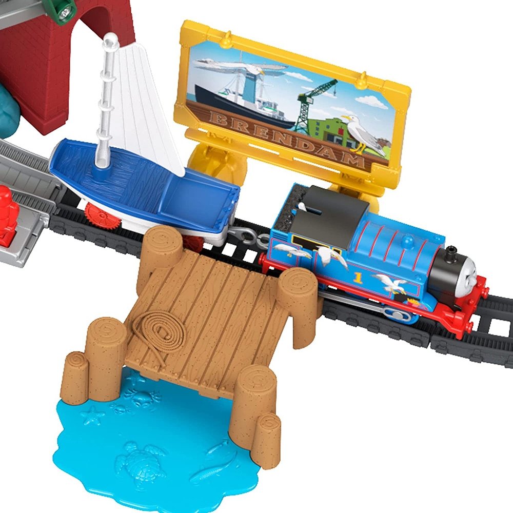 Set Fisher Price by Mattel Thomas and Friends Bridge Lift Thomas and Skiff cu sina, locomotiva motorizata si vagon 4 Set Fisher Price by Mattel Thomas and Friends Bridge Lift Thomas and Skiff cu sina, locomotiva motorizata si vagon - imagine 3