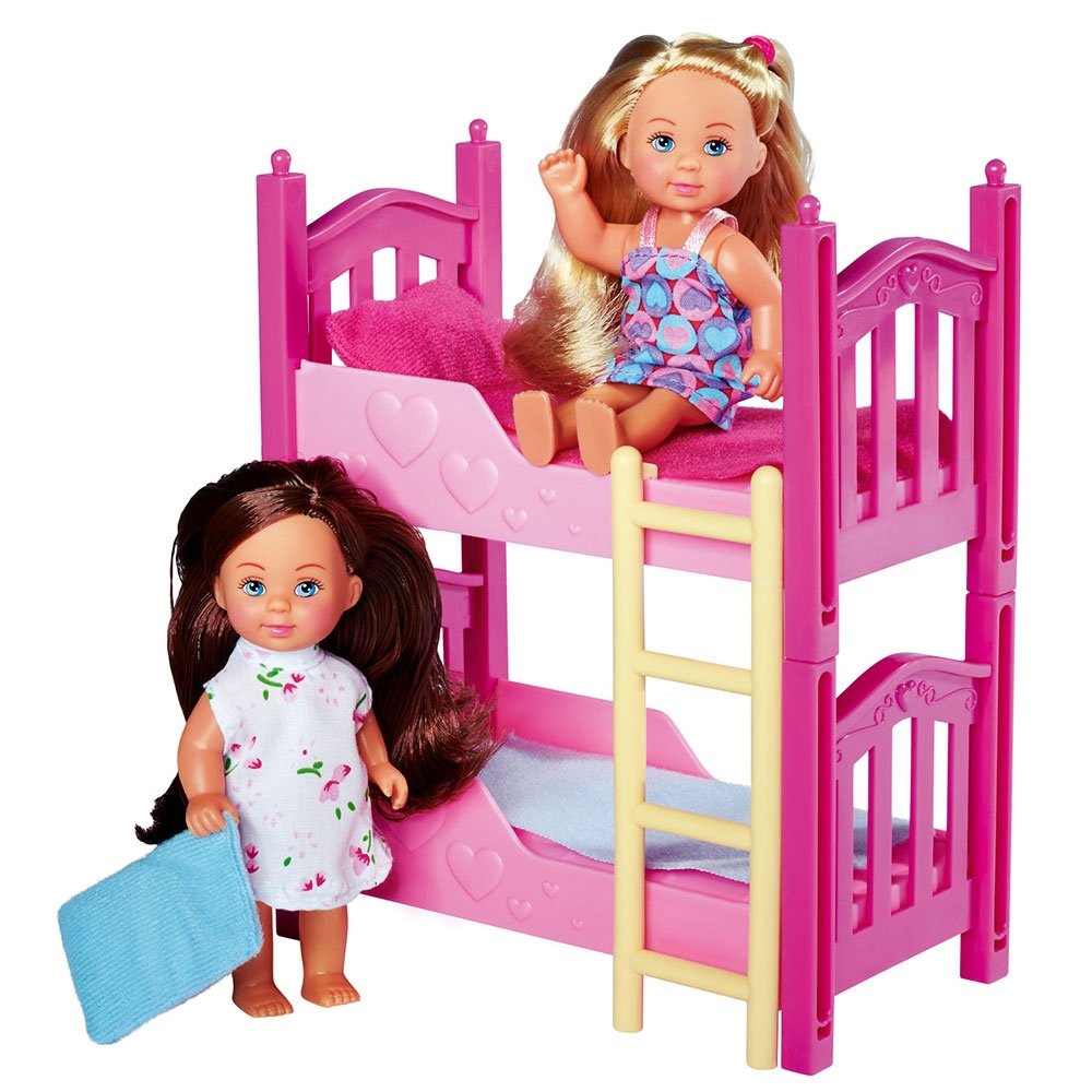 Set Simba Evi Love 2 Floor Bed cu 2 papusi 12 cm si pat supraetajat 2 Set Simba Evi Love 2 Floor Bed cu 2 papusi 12 cm si pat supraetajat