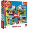 Set puzzle 4 in 1 Trefl Fireman Sam Pompierul Sam in ajutor 1x35 piese 1x48 piese 1x54 piese 1x70 piese I Best Buy Babys