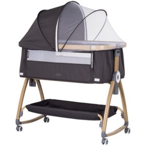 Patut co-sleeper Chipolino Charisma cu laterala culisanta charcoal wood