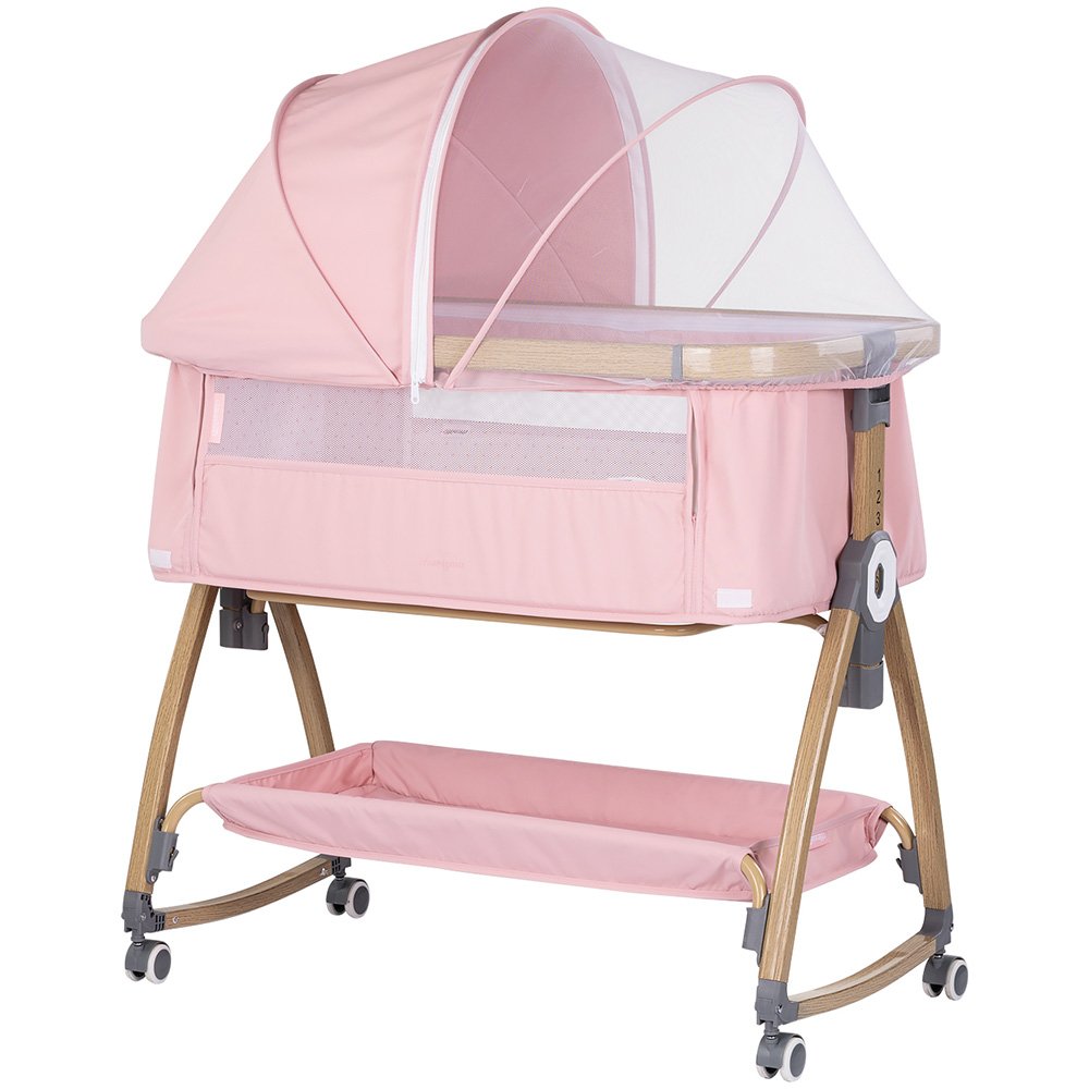 Patut co-sleeper Chipolino Charisma cu laterala culisanta powder pink wood 2 Patut co-sleeper Chipolino Charisma cu laterala culisanta powder pink wood