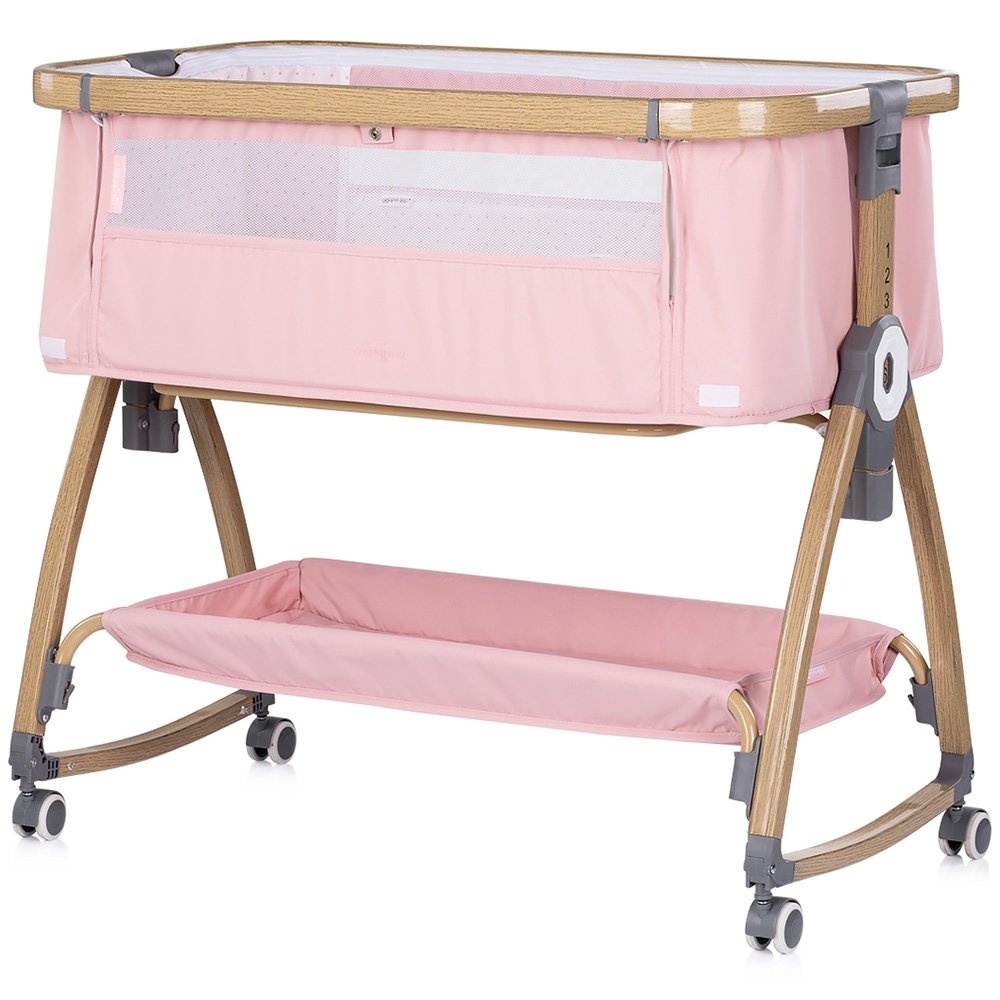 Patut co-sleeper Chipolino Charisma cu laterala culisanta powder pink wood 3 Patut co-sleeper Chipolino Charisma cu laterala culisanta powder pink wood - Image 2