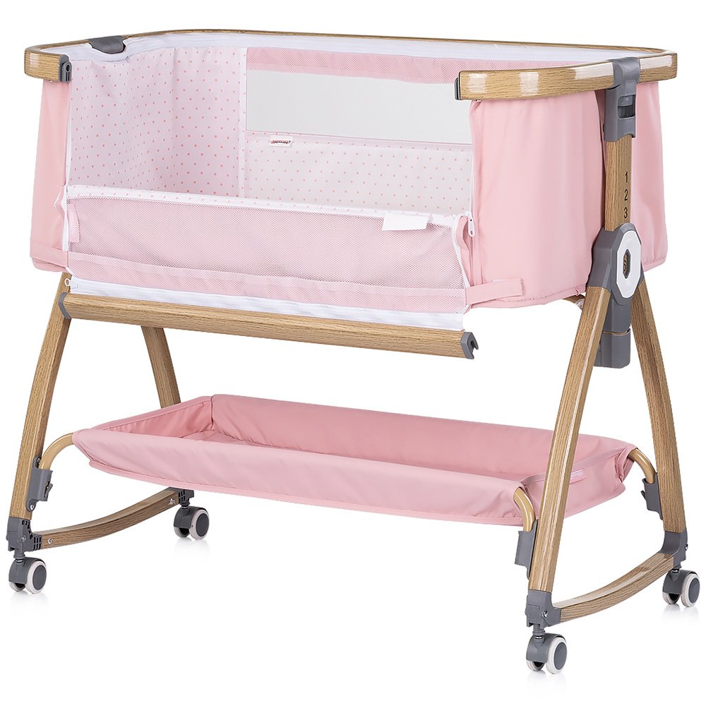 Patut co-sleeper Chipolino Charisma cu laterala culisanta powder pink wood 4 Patut co-sleeper Chipolino Charisma cu laterala culisanta powder pink wood - Image 3