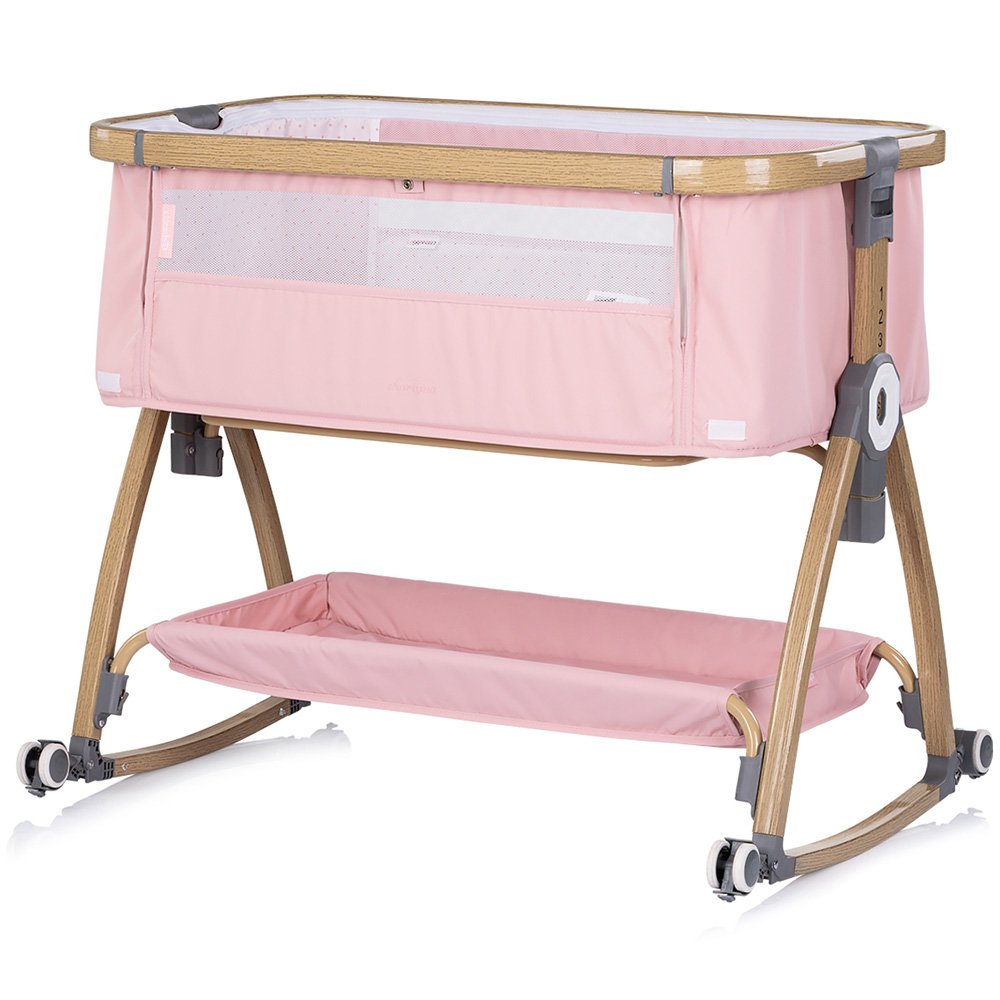 Patut co-sleeper Chipolino Charisma cu laterala culisanta powder pink wood 7 Patut co-sleeper Chipolino Charisma cu laterala culisanta powder pink wood - Image 6