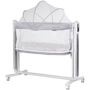 Leagan electric si patut pentru copii Chipolino Ultima cu laterala culisanta grey