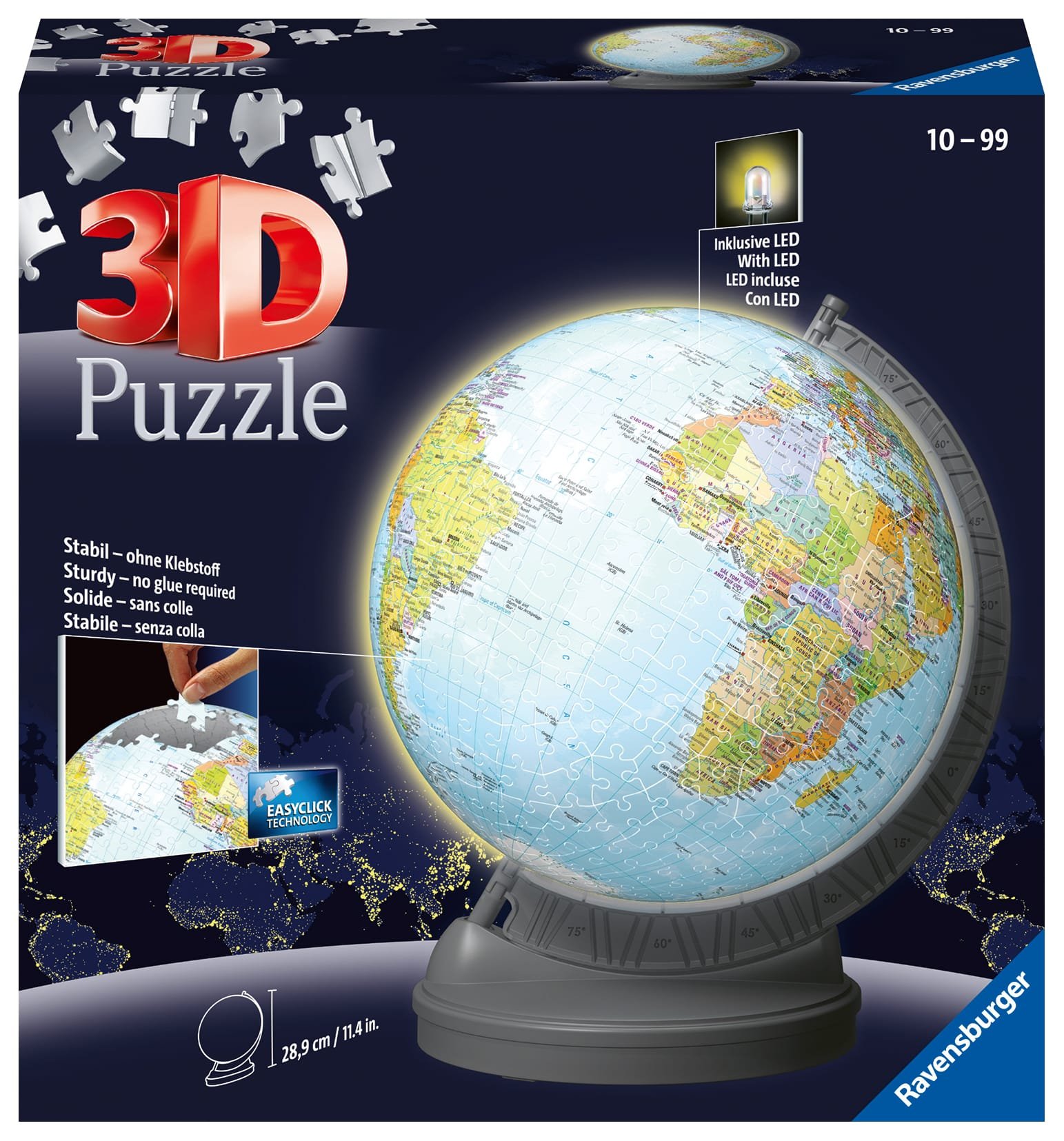 Ravensburger 3D Puzzle Ball Globe with Lighting 540 pc