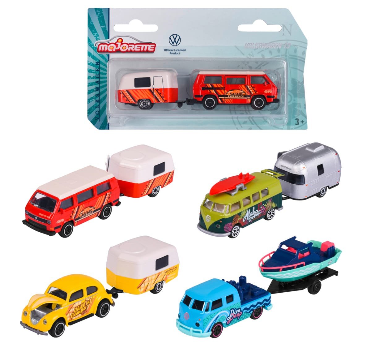 Majorette Premium Cars VW Original + Trailer 4 Different