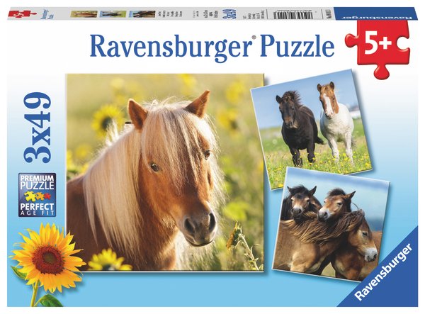 Ravensburger Puzzle 3x49 Pieces: Loving Horses