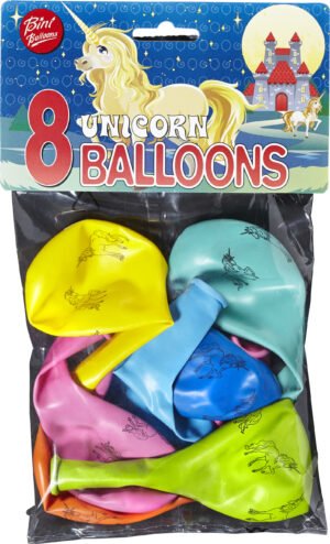Bini Unicorn Balloons, 8 Pieces