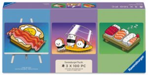 Ravensburger Puzzle 3x100 Pieces: Kawaii Breakfast, Lunch and Dinner & Easel Set