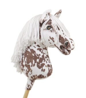 Calul pe un băț Super Hobby Horse Premium - cal leopard maro cu coamă albă A3