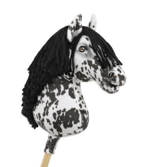 Calul pe un băț Super Hobby Horse Premium - cal leopard cu coamă neagră A3