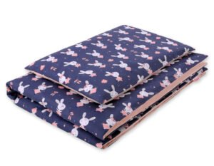 Set de lenjerie de pat pentru bebeluși din bumbac de 2 bucăți 140x200 Junior - iepuri albastru închis