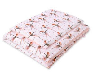 Set de lenjerie de pat pentru bebeluși din bumbac 2 bucăți 135x100 cm - balerinas roz