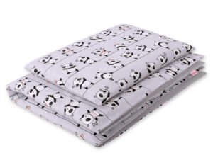 Set de lenjerie de pat pentru bebeluși din bumbac 2 bucăți 135x100 cm - gri Panda