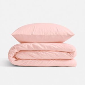 Set de lenjerie de pat pentru copii din bumbac, 2 piese față de pernă 60x40 cm și husă de pilotă 135x100 cm - roz pudrat