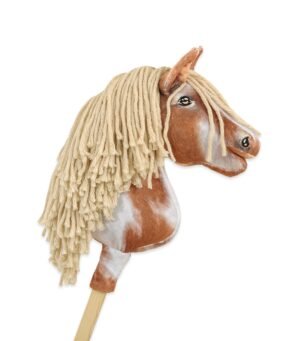 Calul pe un băț Super Hobby Horse Premium - cal tobiano bay cu coamă bej A4