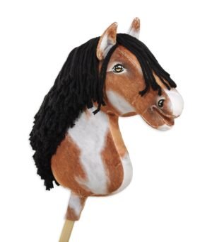 Cal pe băț Super Hobby Horse Premium - cal tobiano bay cu coamă neagră A3