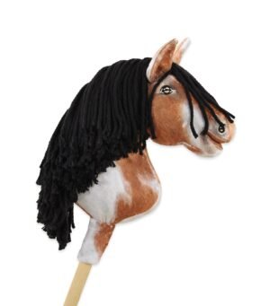 Cal pe băț Super Hobby Horse Premium - cal tobiano bay cu coamă neagră A4