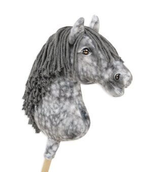 Calul pe un băț Super Hobby Horse Premium - cal gri pătat cu coamă gri A3