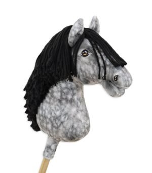 Calul pe un băț Super Hobby Horse Premium - cal gri pătat cu coamă neagră A3