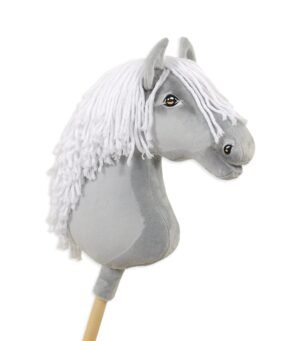 Calul pe un băț Super Hobby Horse Premium - cal gri cu coamă albă A3
