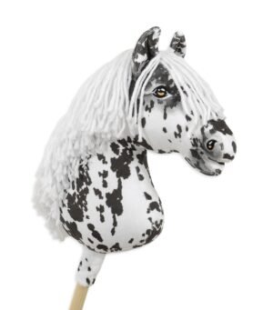 Calul pe un băț Super Hobby Horse Premium - cal leopard cu coamă albă A3