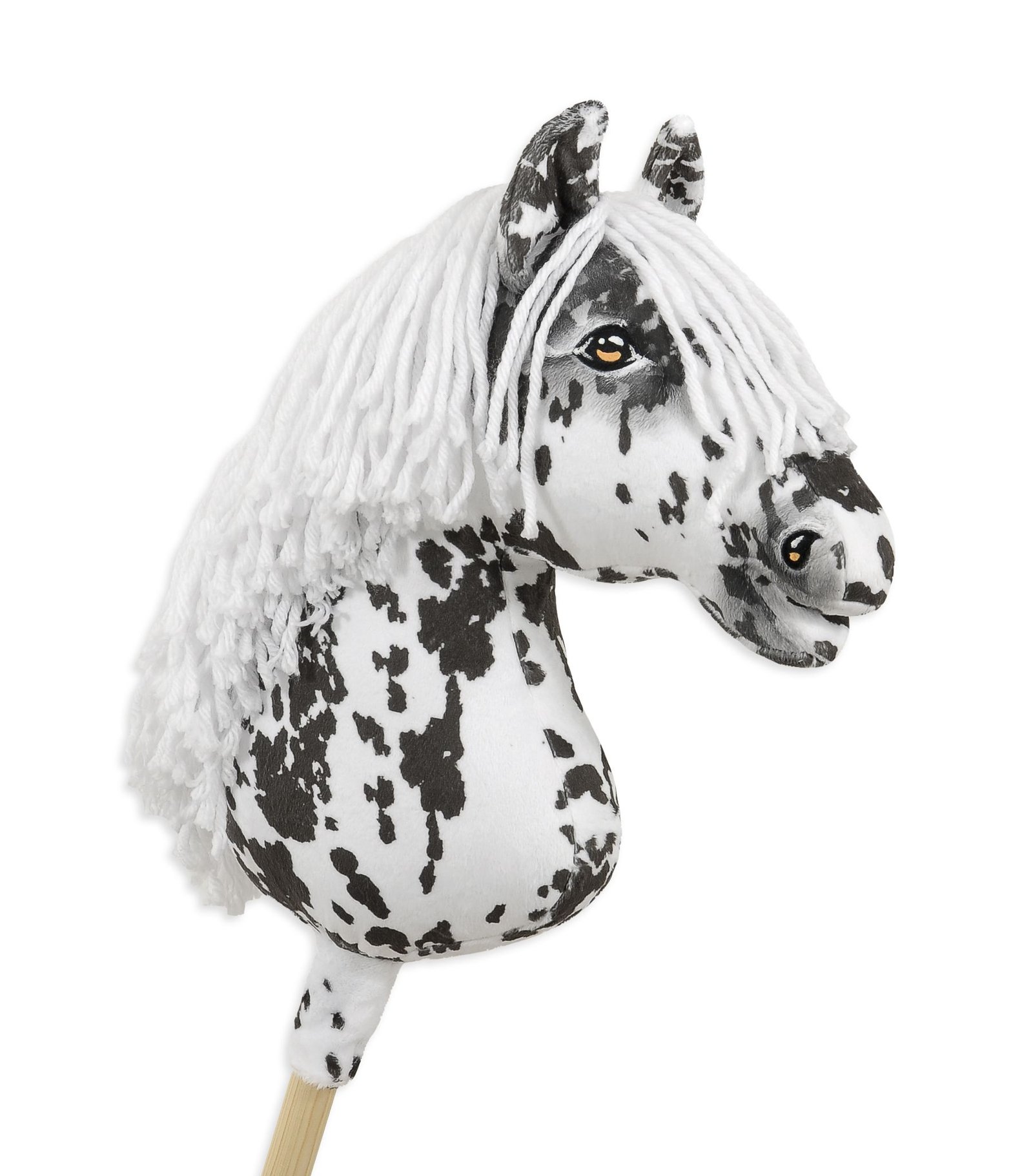 Calul pe un băț Super Hobby Horse Premium - cal leopard cu coamă albă A3