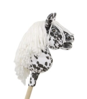 Calul pe un băț Super Hobby Horse Leopard Premium cu coamă albă A5