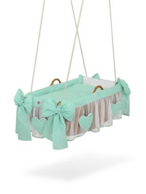 Pătuț suspendat Moses Basket - Puncte verde mentă