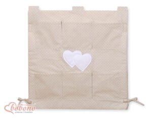 Curățenie în pat - Hanging Hearts cu buline albe pe fond bej