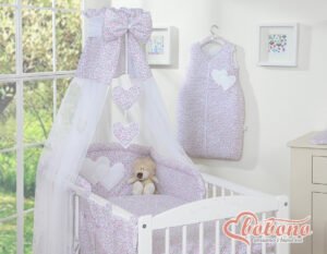 Baldachin făcut din șifon - flori roz Hanging Hearts