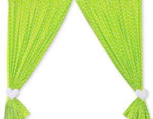 Perdelele pentru camera bebelușului - Hanging Hearts cu puncte albe pe verde