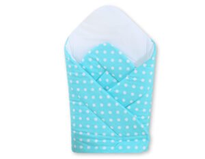 Babynest cu rigidizare - Hanging Hearts cu puncte albe pe turcoaz
