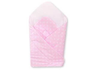 Cuibul pentru bebeluși cu rigidizare - Hanging Hearts cu puncte albe pe roz