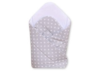 Babynest cu rigidizare - Hanging Hearts, puncte albe pe fond gri