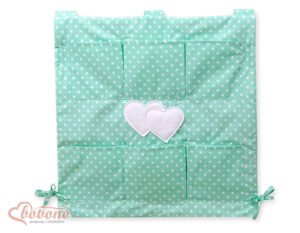 Curățenie în pătuț - Puncte albe Hanging Hearts pe mentă