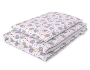 Set de lenjerie de pat pentru bebeluși din bumbac de 2 bucăți 135x100 cm - gri hedgehogs