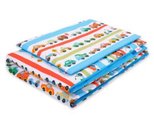 Set de lenjerie de pat pentru bebeluși din bumbac de 2 piese 135x100 cm - mașini retro