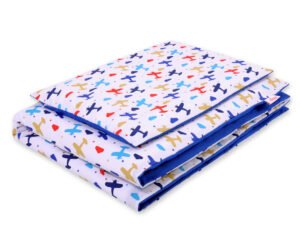 Set de lenjerie de pat din bumbac pentru bebeluși 2 bucăți 135x100 cm - planuri albastru marin