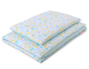 Set de așternut pentru bebeluși din bumbac 2 bucăți 135x100 cm - fluturi albaștri