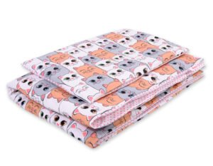 Set de așternut 2 bucăți 100x135 cm - pisici gri-roz