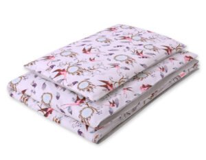 Set de lenjerie de pat pentru bebeluși din bumbac de 2 bucăți 120x90 cm - înghite roz