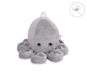 Caracatiță drăgălașă cu zornăitoare - gri - minky neted