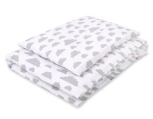 Set de lenjerie de pat pentru bebeluși din bumbac de 2 bucăți 135x100 cm - gri nori