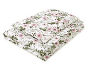 Set de așternut pentru bebeluși din bumbac de 2 bucăți - roz flor de bujor, roz