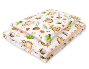 Set de lenjerie pentru bebeluși din bumbac 2 bucăți 120x90 cm - leneși bej/bej