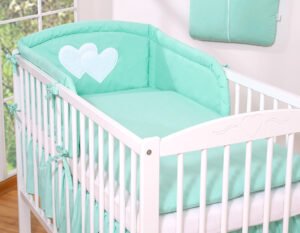 Set de lenjerie de pat de 2 bucăți - Hanging Hearts mint